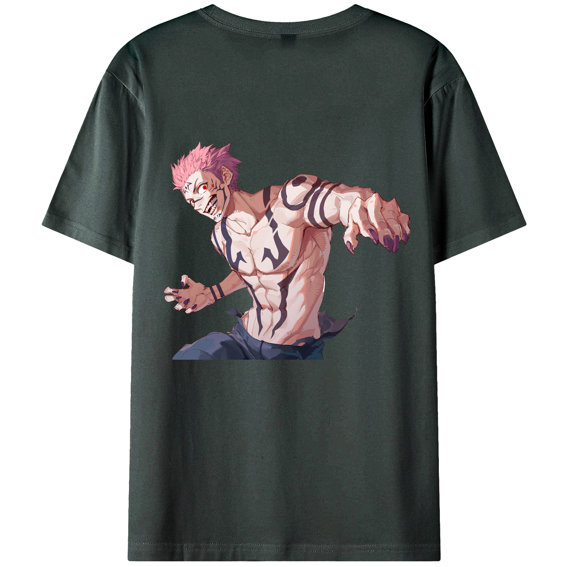 （画像用） 呪術廻戦 Jujutsu Kaisen 綿100％ メンズ半袖Tシャツ（バックプリント） 通気性